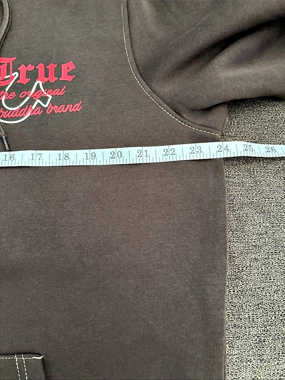 True Religion Applique Multi Zip Hoodie Brown & Red XL - Picture 8 of 12